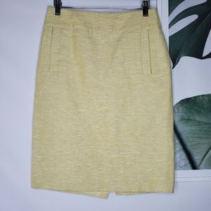 Banana Republic Yellow Tweed Pencil Skirt Career